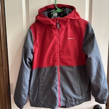 Eddie Bauer Youth Water Resistant 3 in 1 Jacket RED/GRAY L 14/16