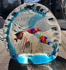 Vintage Murano Italian Art Glass Paperweight Tropical Fish Aquarium 5” Heavy