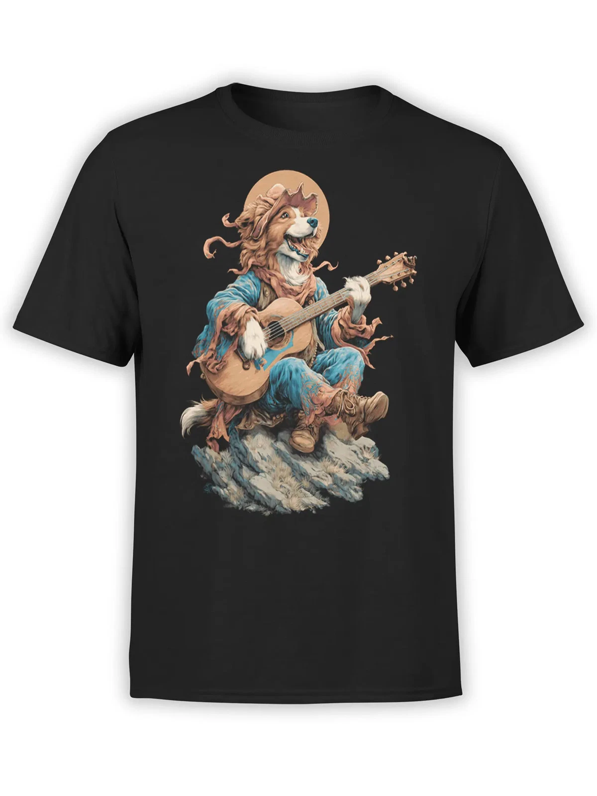 Campfire Strummer Dog Music T-Shirt | Unisex
