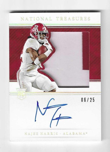 Najee Harris 2021 NATIONAL TREASURES COLLEGIATE AUTOGRAPH JERSEY CARD RC/25 AUTO