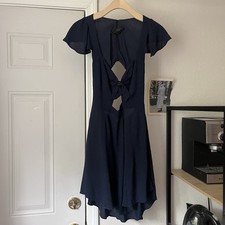 REFORMATION blue navy cutout tie front flutter short sleeve mini dress