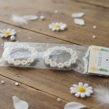 Btween Kids Daisy Flower Round Sunglasses, White Yellow Floral Clear Frame, NWT