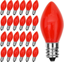 C7 LED Christmas Replacement Bulbs, 25 Pack C7 Ceramic Red Light Bulb, 0.6W Nigh