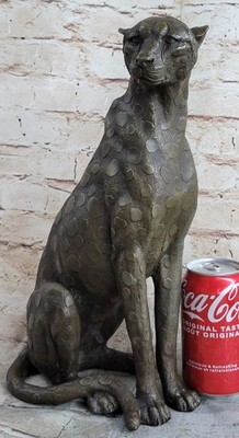 Large Signed Barye Cheetah Cougar Wild Life Home Garden Bronze Sculpture Deal