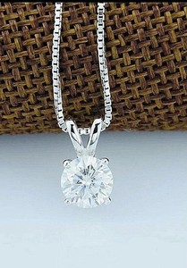 Authentic 1.00CT Round Cut Simulated Diamond Women's Only Pendant 14K White Gold Plated