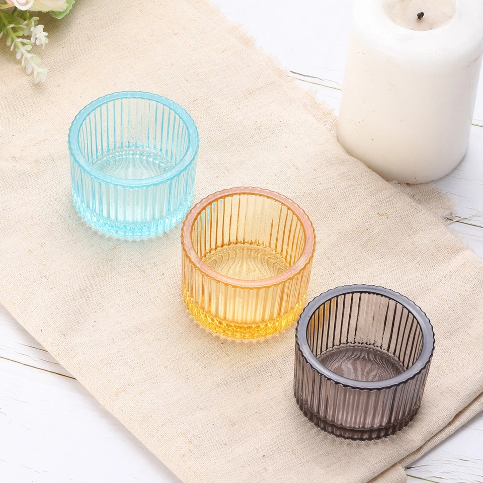 Candelabro de vidrio marrón con luz de té 4 piezas Foto 4 de 4