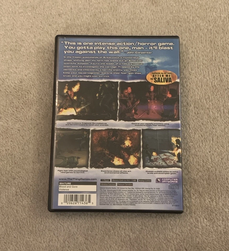 The Thing (Sony PlayStation 2, 2002) *Tested Working* No Manual - Image 2 of 4