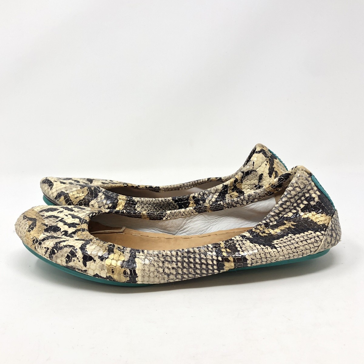 Tieks Sand Snake Size Leather Ballet Flats Animal Print