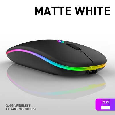 Wireless Mouse Rechargeable LED Lighted Silent 2.4GHz Wireless Mouse For Laptop