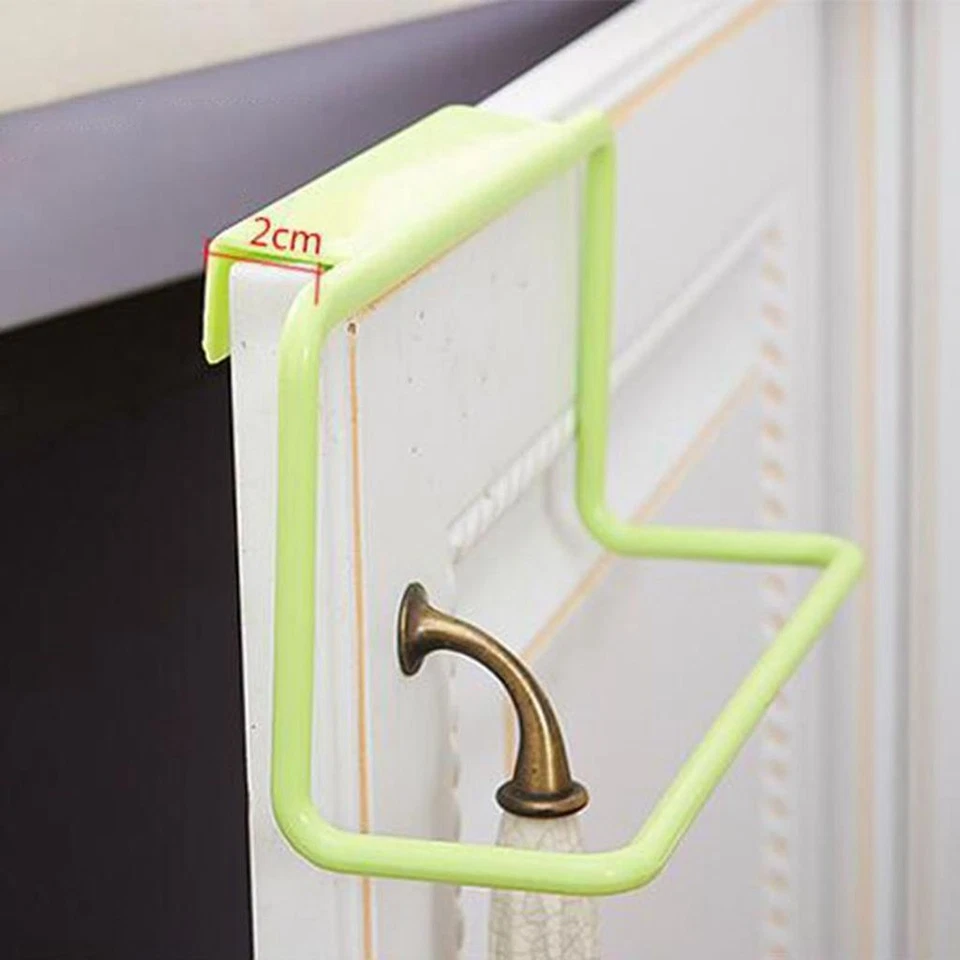 Over Door Tea Towel Holder Rack ABS Bathroom Rail Cupboard Hanger Kitchen Hooks - Image 4 of 4