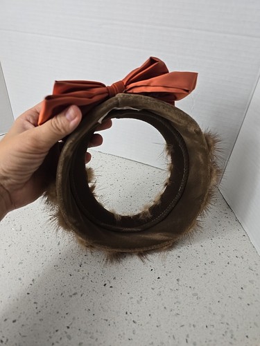 Vintage Evelyn Varon Fur Childs Head Piece With Satin Bow Victorian Look - Picture 10 of 13