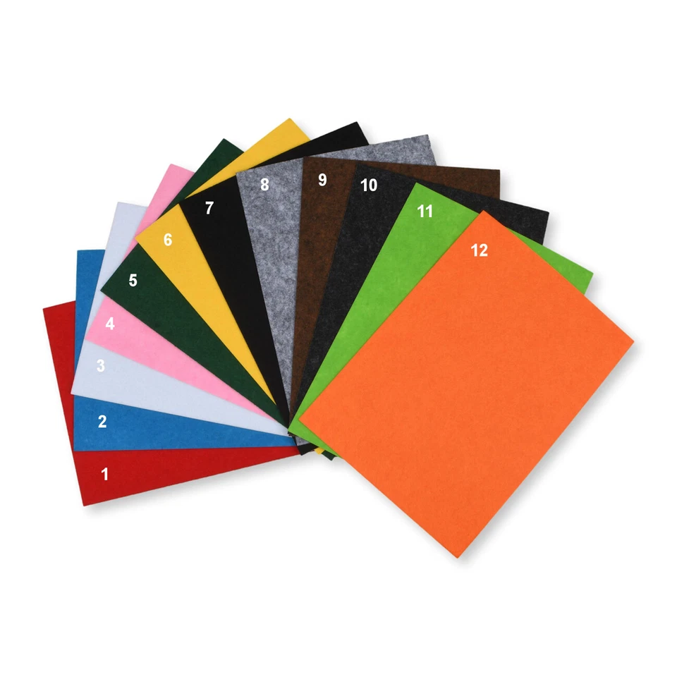 Marken Bastelfilz Filz von Hobbyfun selbstklebend DIN A4, 12 Farben, je 2 Bögen