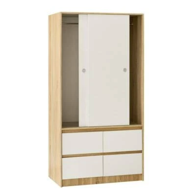 Chipboard 2 Door 4 Drawer Wardrobe Closet Cupboard In Oak