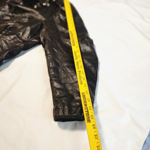 Vintage Mens Black Leather Bikers Jacket Excelled 48 Long Made In USA - Picture 5 of 14