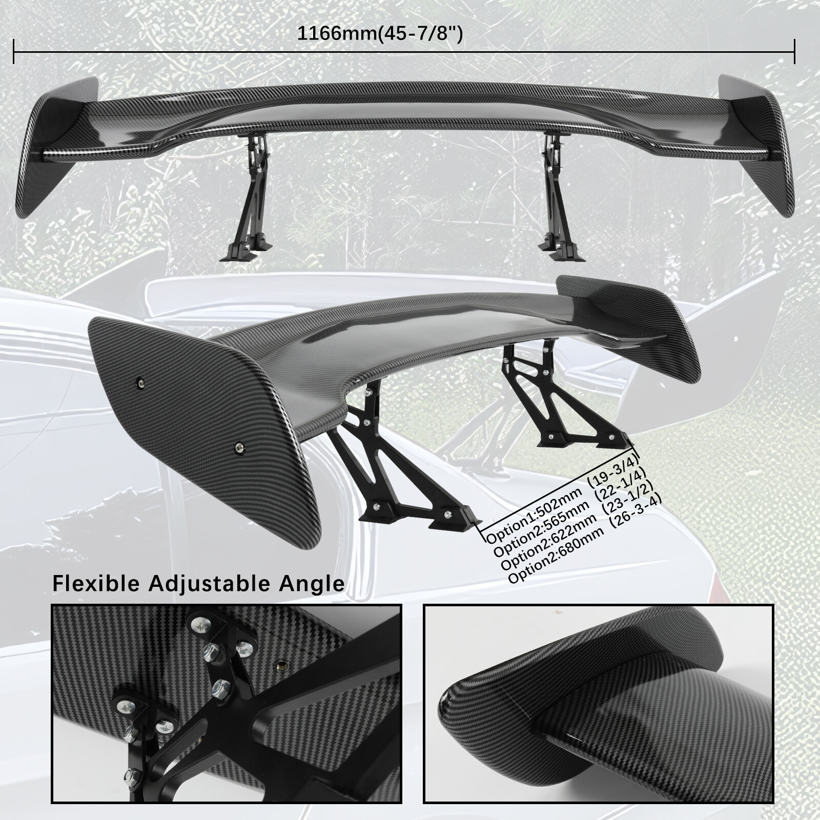 For Porsche 911 GT3 RS Coupe 46" Carbon Fiber Rear Trunk Spoiler GT Wing Racing