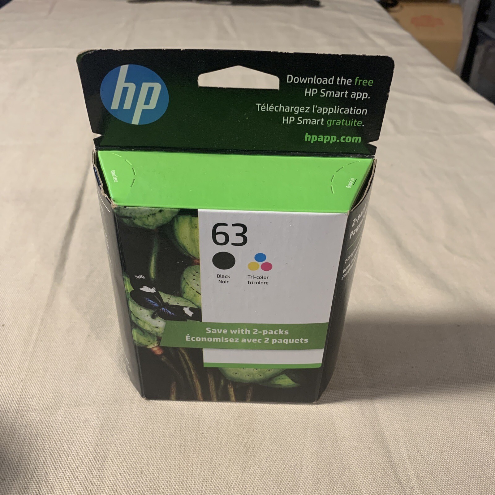2PACK GENUINE HP 63 BLACK & TRICOLOR INK OFFICEJET 4650 4652 4655