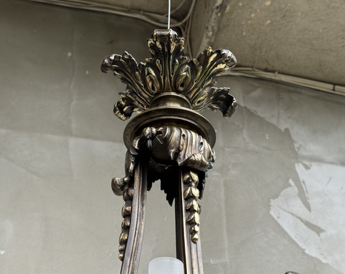 Bronze Chandelier with 4 Shades Baroque Style Pendant Light Ceiling Fixture - Picture 17 of 24