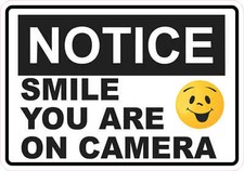 5x3.5 Notice Smile You Are On Camera Sticker Vinyl Sign Stickers Business Signs