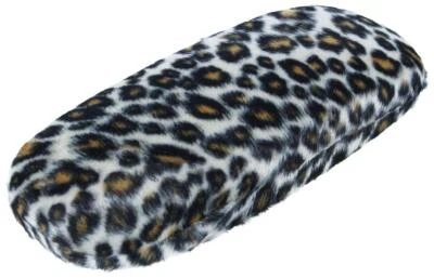 VICTORIA ETUIS Weiches Hartschalen-Brillenetui LEO mit Fellimitat im Leoparden-Muster in beige