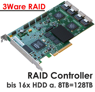 PCIE 8x S-ATA RAID CONTROLLER LSI 3WARE 9650SE-16ML KABELSATZ FÜR 16 HDDs a.8TB