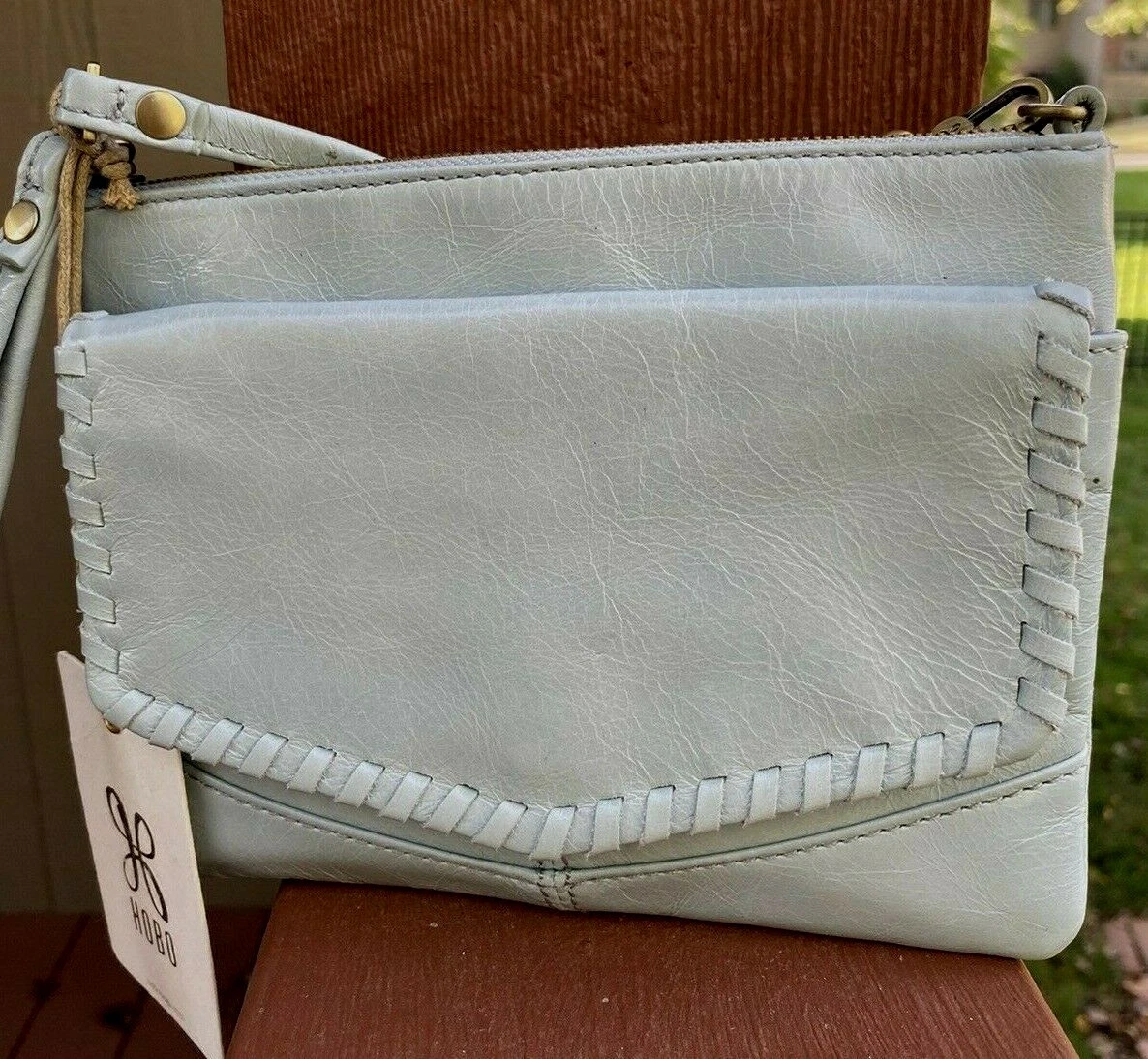 Hobo International Stroll Whisper Blue Leather Crossbody Bag Wristlet