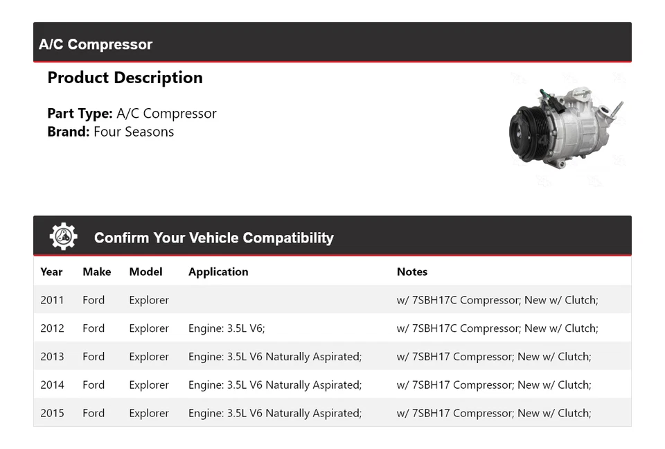 Компрессор кондиционера для Ford Explorer 2011-2015 годов выпуска 4 сезона 2012 2013 2014 годов выпуска - Изображение 2 из 4
