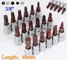 3/8"Steckschlüssel Schlitz Kreuzschlitz Pozi Hex Torx Bits nuss S2Stahl metrisch