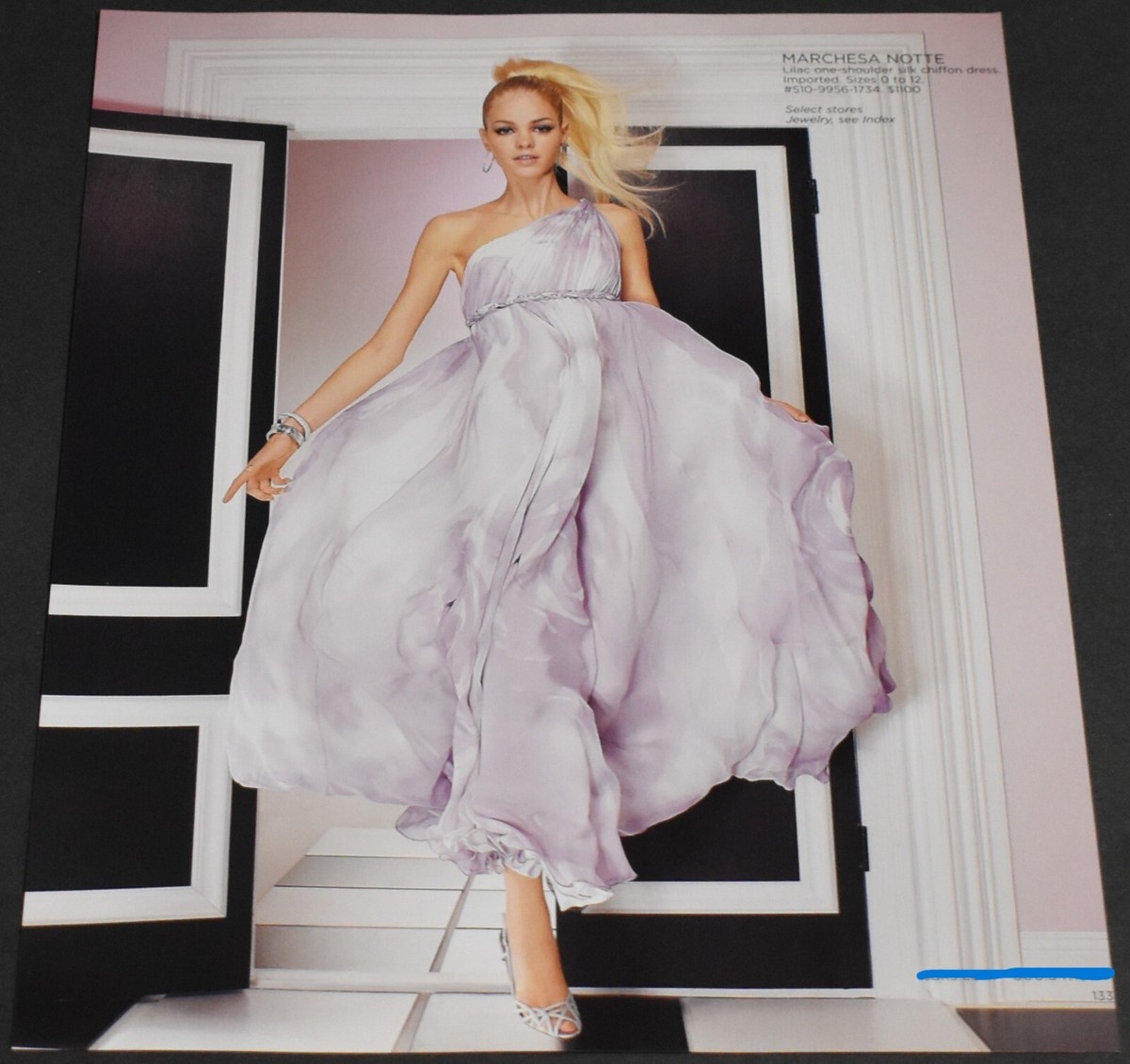 2008 Print Ad Sexy Heels Long Legs Lady Blonde Marchesa Notte Chiffon Dress  ATL | eBay