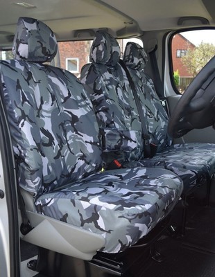 FORD TRANSIT CUSTOM 2016 VAN SEAT COVERS CAMOUFLAGE DPM CAMO BLUE HEAVY DUTY 2-1