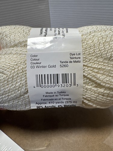 Mary Maxim Sparkle Winter Gold Yarn - Picture 2 of 2