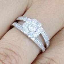 Flower 925 Sterling Silver CZ Zircon Engagement Ring Wedding Band SZ 3-14 SR6143