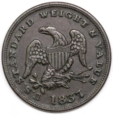 1837 1/2c  HT-73 Half a Cent Worth of Pure Copper Hard Times Token