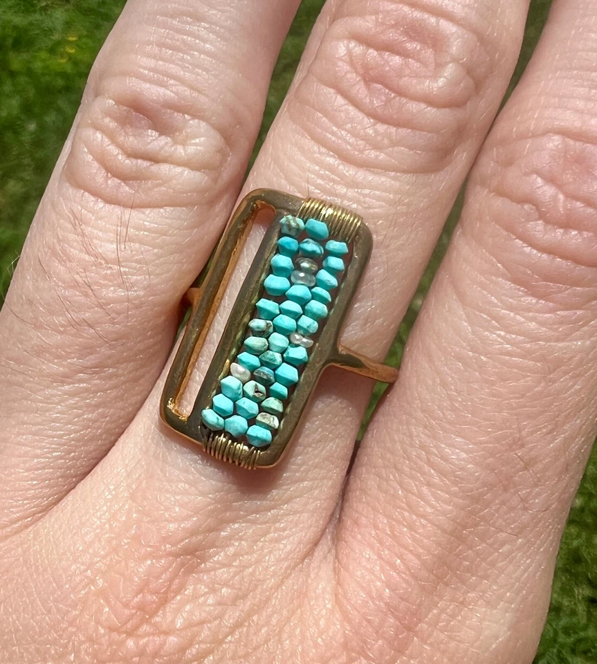 Anillo Ábaco Cuentas Turquesa - Aureus + Argent | Exceso de Gallo - Latón, Boho Foto 4 de 4