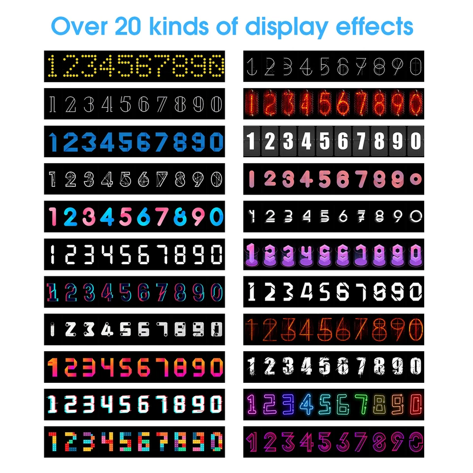 Modern Digital IPS Tube Clock Large Display PC Control DIY Gift Ref Nixie Clock - Image 3 of 4