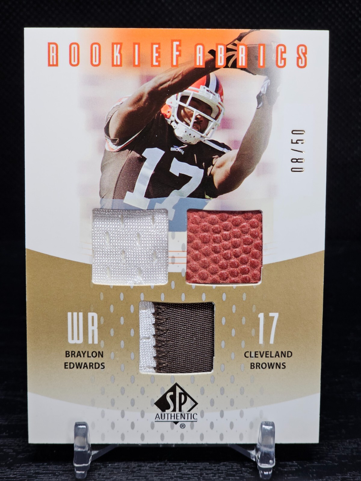 Braylon Edwards SP Authentic Rookie Fabrics Bronze #RFBE Gold Triple