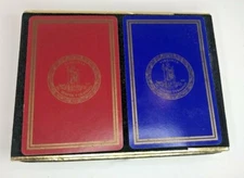 Vtg Congress Double Deck US Playing Card Co H 2655 Red Blue Complete Velour Box
