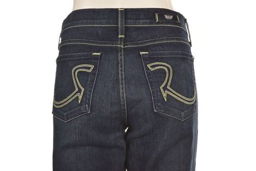 Pantalones de mezclilla de algodón Rock & Republic Roth para mujer, talla 31, azul lavado oscuro, llamaradas - Imagen 3 de 5