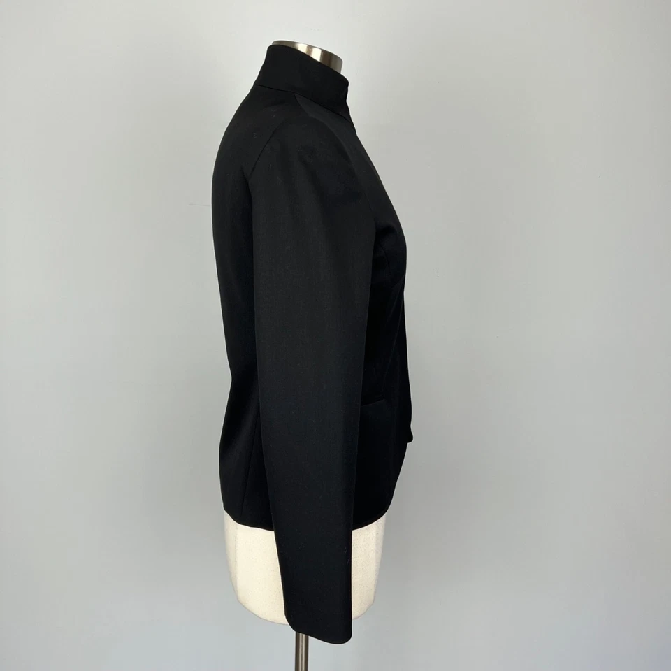 Lafayette 148 Womens Black Structured Blazer Jacket Snap Front Wool size 2 - Image 4 of 4
