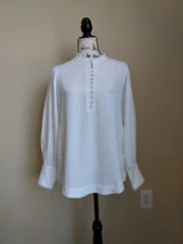 Soft Surroundings white balloon sleeve cottagecore top womens M