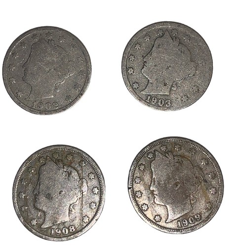1900 Thru 1912 (P&D) Date Liberty Nickels Set di 13 monete sequenziali set buono - Foto 4 di 9