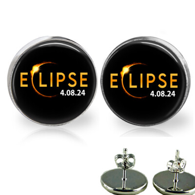 Total Solar Eclipse 2024 Stud Earrings Watch Party Keepsake Available in 3 sizes