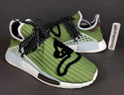 Adidas x Pharrell Williams HU NMD Running Shoes, GZ1664, Green