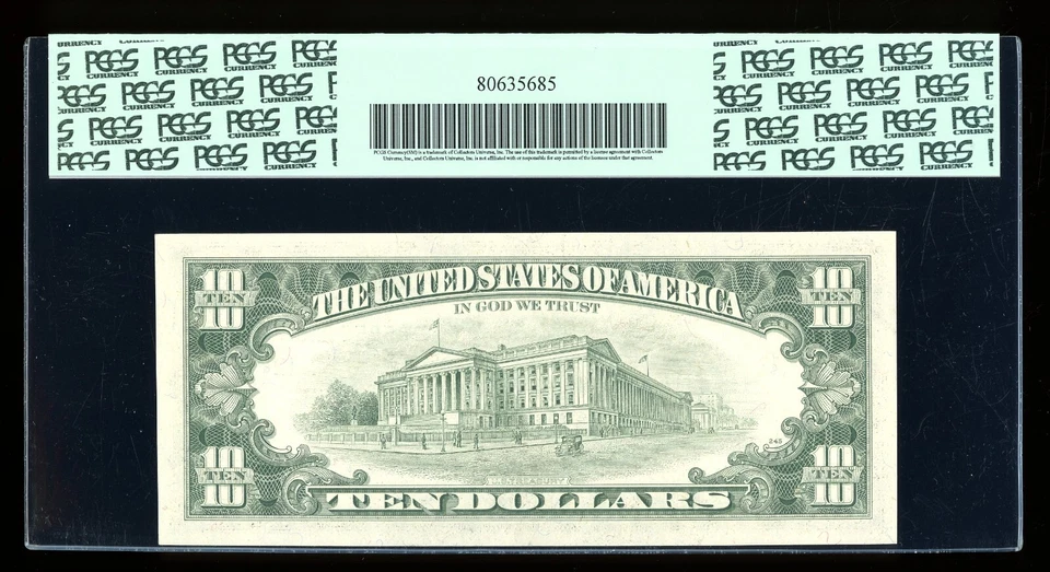 DBR 1985 $10 FRN San Francisco Gem Fr. 2027-L PCGS 65 PPQ Serial L05956516C - Image 2 of 2