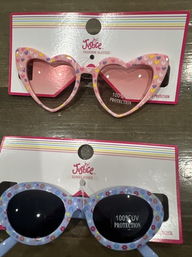 2 Pcs Justice Girls Sunglasses Ages 3+ 100% UV Protection - Picture 2 of 6