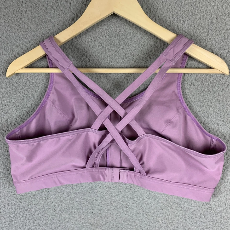 Sujetador deportivo Glamorise 42C lavanda cremallera frontal espalda cruzada 9266 Foto 2 de 4