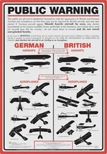 Smithsonian World War I Plane Identification Public Warning Tin Sign Poster NEW