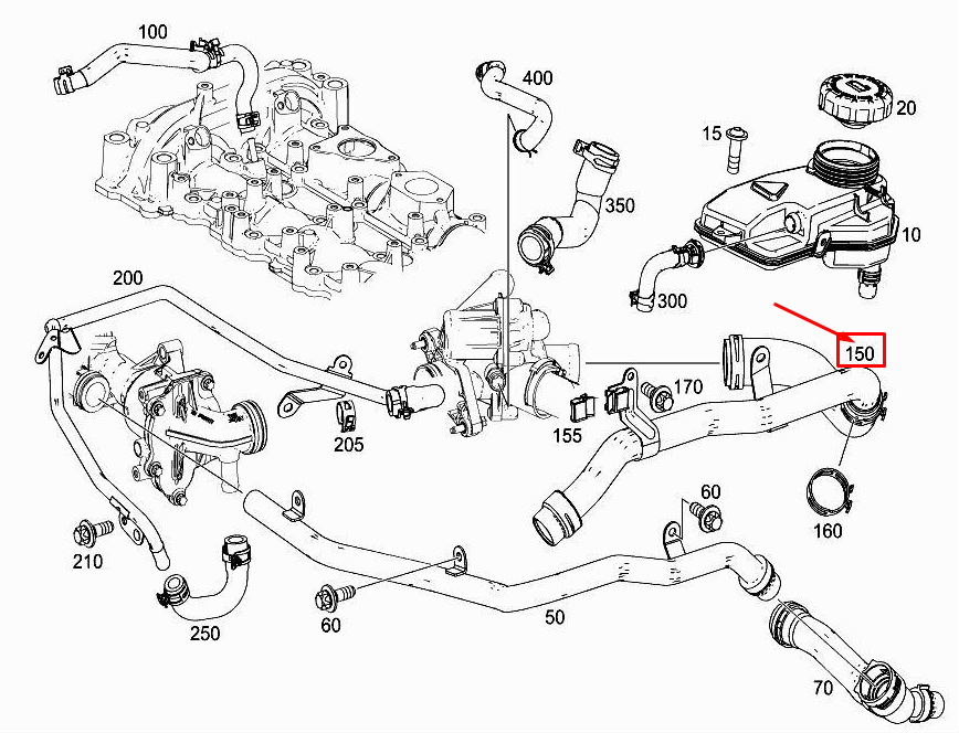 Conduite de liquide de refroidissement moteur MERCEDES-BENZ A W177 A2602000200