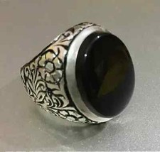 Yemeni Aqeeq Ring For Men, Carnelian Ring With Sterling Silver 925, Natural Agat