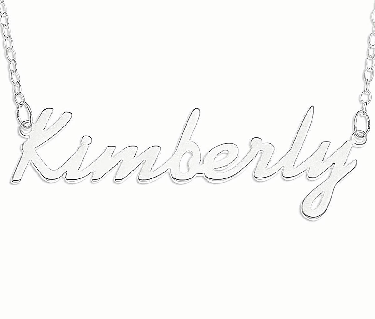 Kimberly Name Plate Necklace Sterling Silver Women Pendent