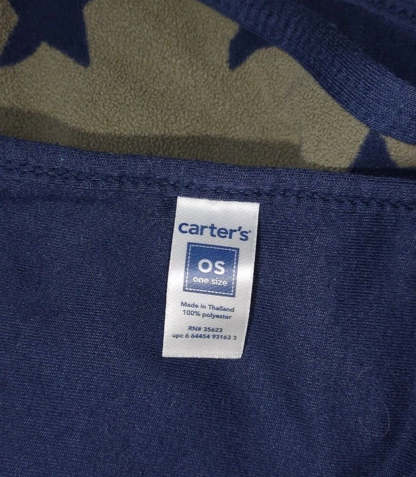 Carter's темно-зеленый темно-синий флис звезда одеяло мягкий милый мальчик безопасности EUC - Изображение 3 из 3